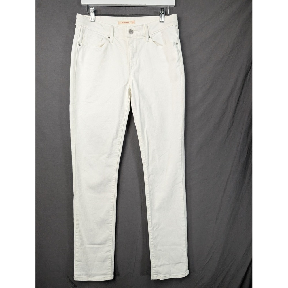 Levis Mid Rise Skinny White Jeans W29 L32 58575-0148 Womens Denim Pants